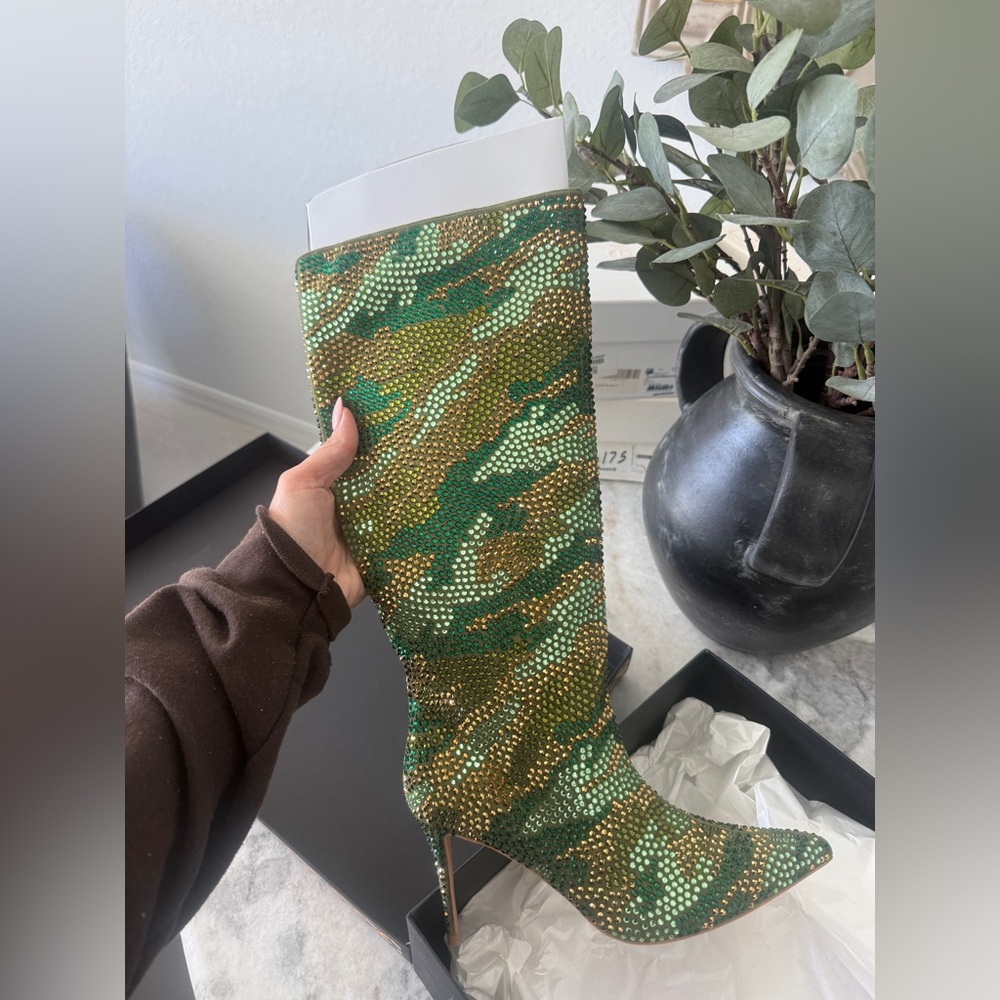 Kurt Geiger Green and Gold Embellished Heels